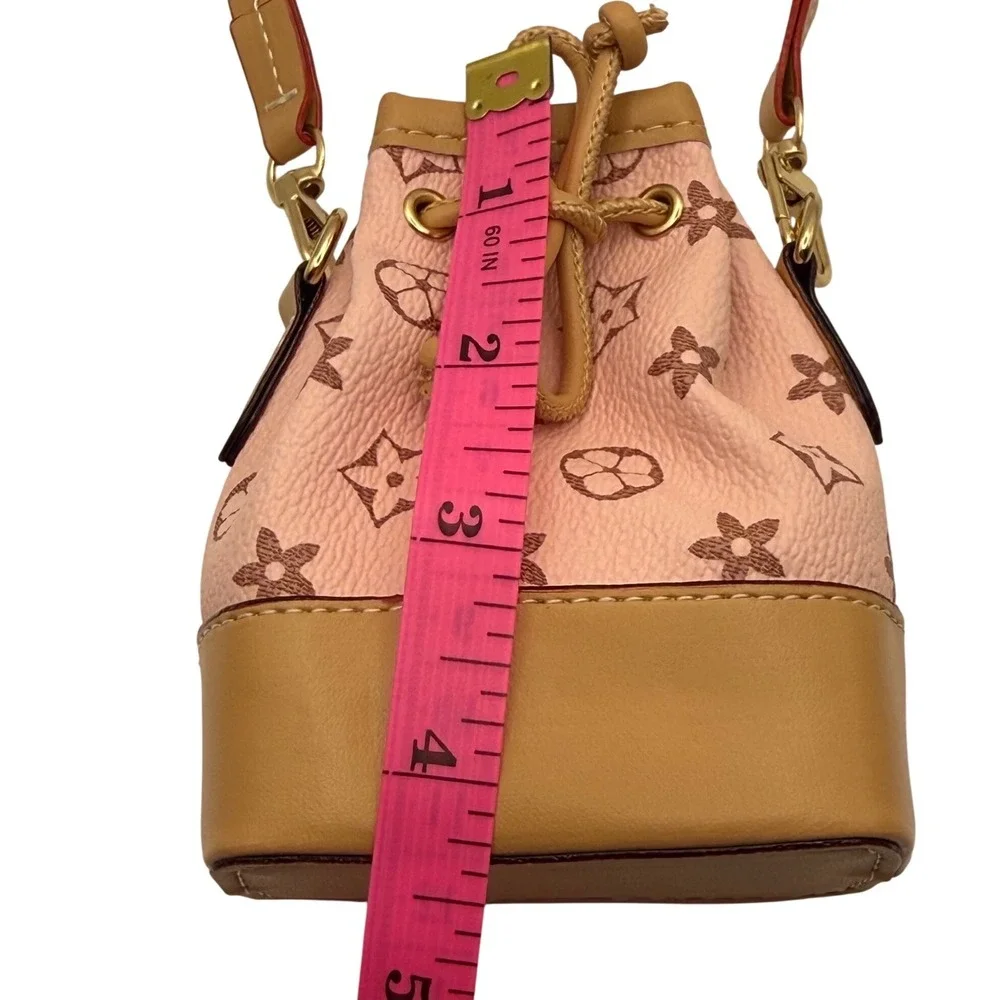 Pink Monogram Bucket‎ Mini Bag Small Cute Drawstring Purse